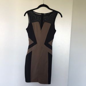 Sexy Black and Tan Short Sleeveless Dress